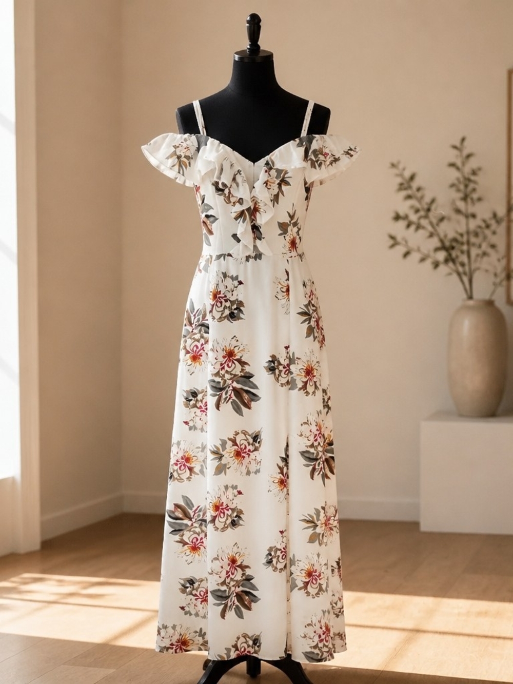 Love Culture White Floral Off-Shoulder Maxi Dress